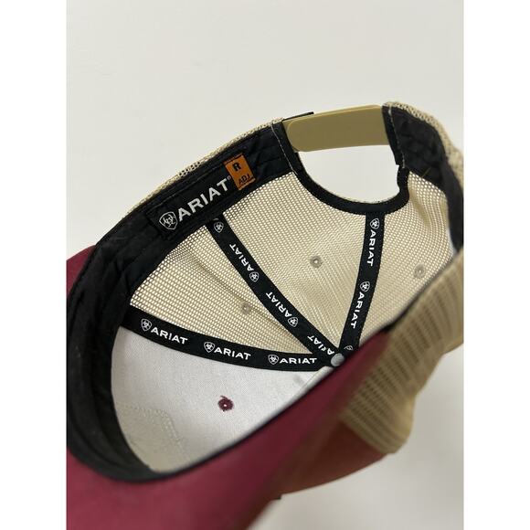 Ariat Mens Hat Trucker Cap Snap Back Red Patch‎ Western Logo Adult Adjustable #R - Picture 5 of 7